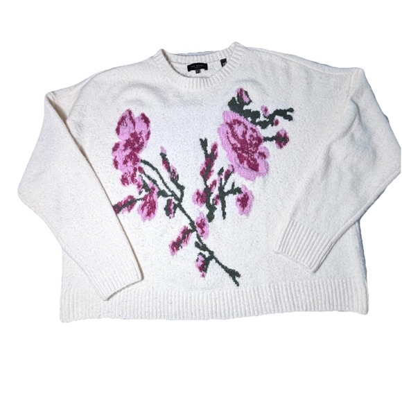 Ted Baker London Floral Jacquard Cozy Wool Alpaca Sweater Cream/Ivory Large $175 - Picture 2 of 9